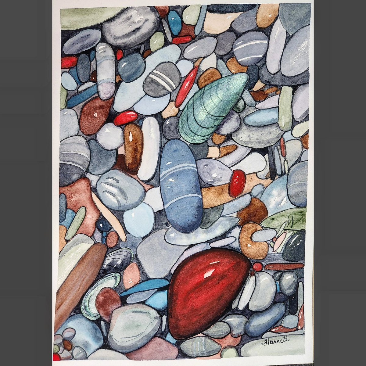 LightsHis's tweet photo. Painted in fifteen minute snippets over the past couple months.
Mussel-ing in Middle Cove.
10x14
Holbein and Daniel Smith watercolours on Arches 140lb cold press cotton paper
#Ottawa
#Art
#Artist
#Watercolour
#Gratitude
#Newfoundland
#Home
#Beach
#BeachRocks
#MusselShells https://t.co/C3i9Y9vziP
