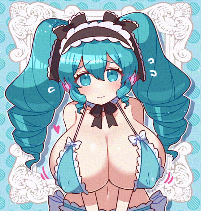 昨日描いた爆乳メイドビキニミクさん～ 