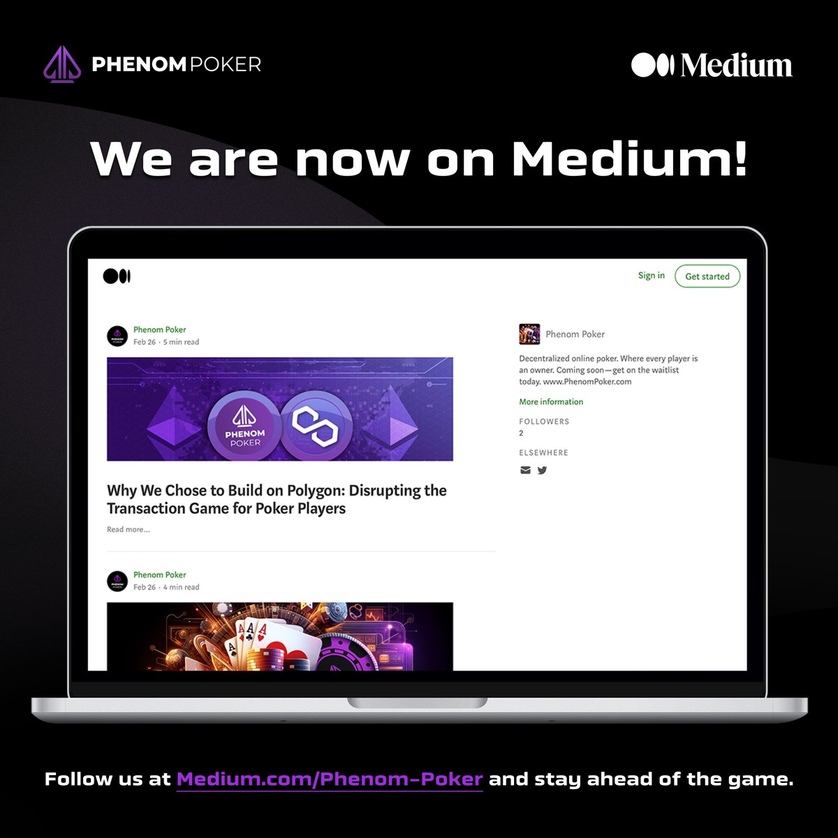 PhenomPokerApp's tweet image. Phenom Poker is now on Medium! Follow for more:  Medium.com/Phenom-Poker. Stay ahead of the game with us! 
#PhenomPoker #DecentralizedPoker #MediumBlog #PokerRevolution