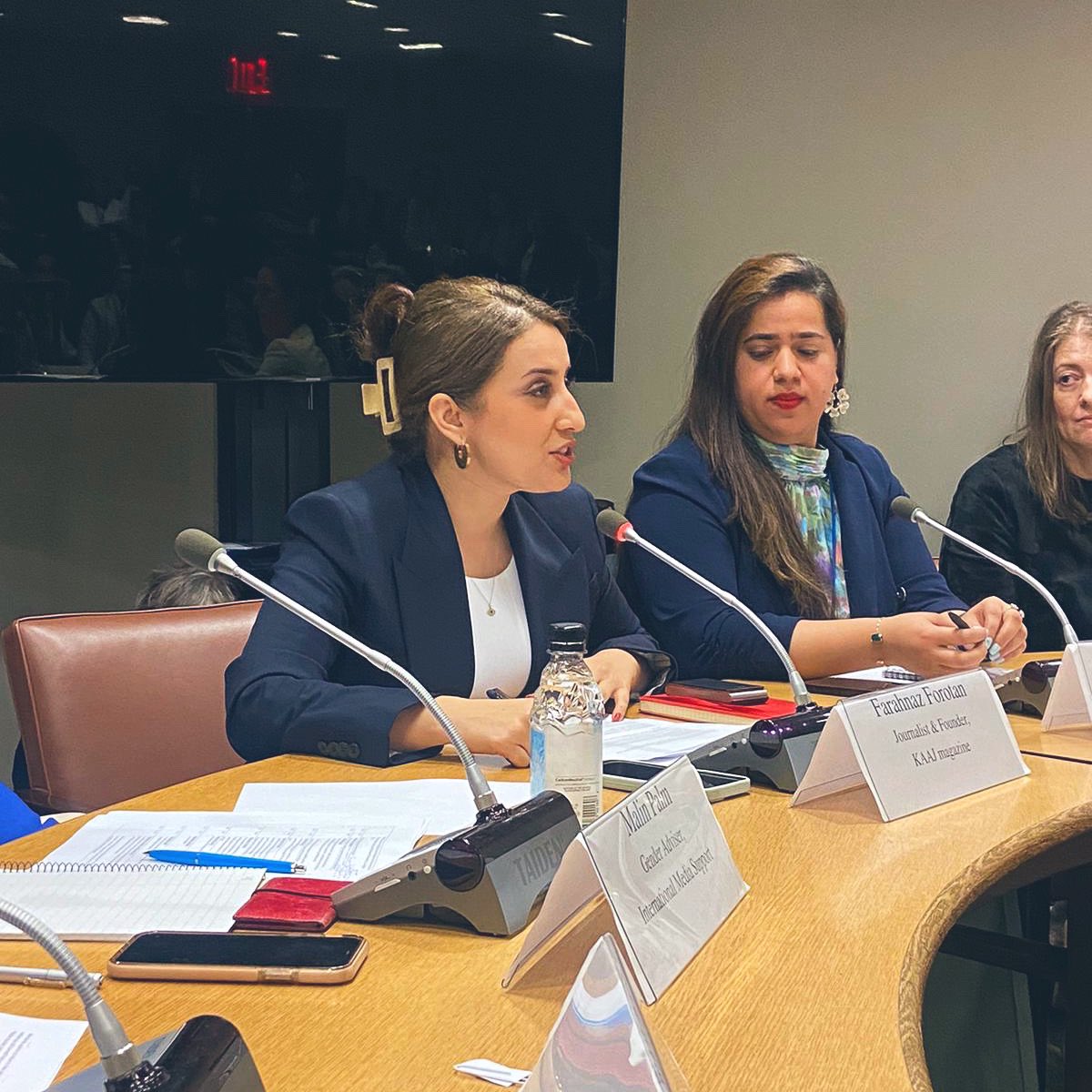 “Even now, without identity or face, I aim to make my voice heard louder and more determined than ever before.” 
I started my speech in United Nations with these brilliant quotes from a woman journalist inside Afghanistan. 
@imsforfreemedia 
#CSW68 #womenjournalists #Afghanistan