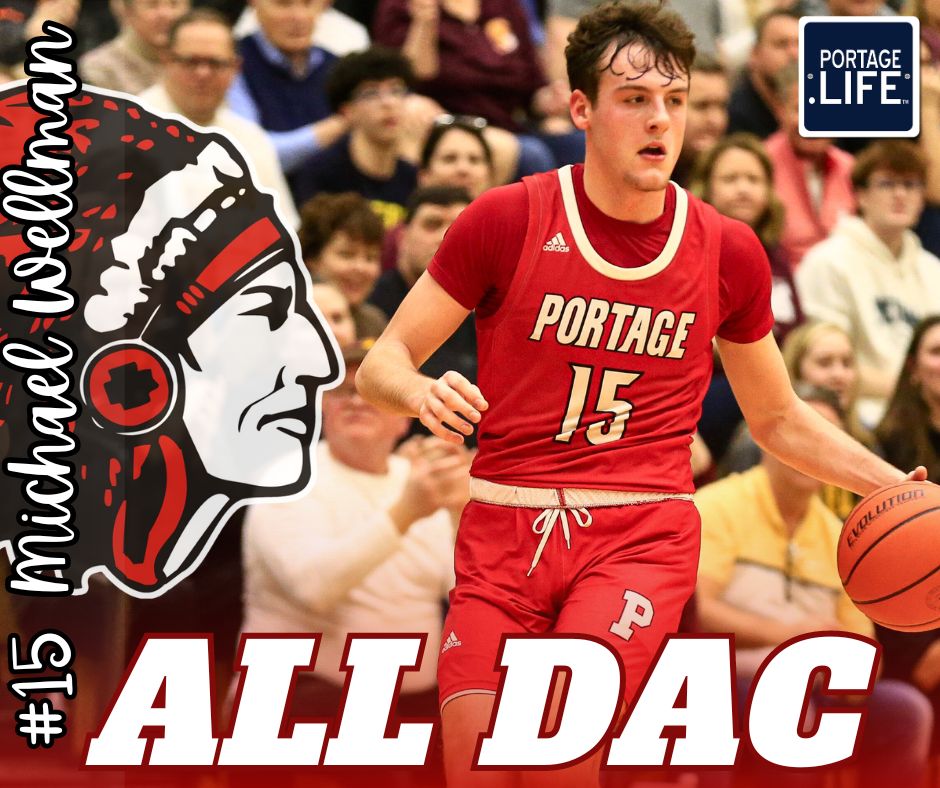 Congratulations to Portage Boys Basketball standout Michael Wellman on achieving ALL-DAC this basketball season! 🏀 @PORTAGEHS | @portageathleti1