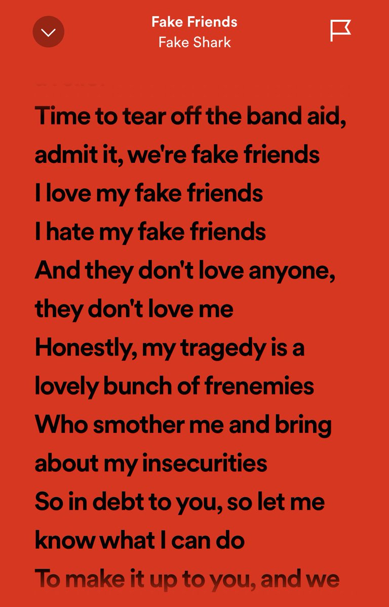 Fake friends. They don’t love anyone. open.spotify.com/track/20WWHLWM…