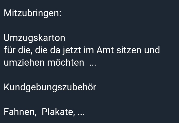 RechercheG_EF's tweet photo. Erwartet werden neben 150 Fahrzeugen, inklusive Güllewagen, insgesamt rund 300 "Aufrechte Menschen"(Freies Thüringen) als Teilnehmende.
Ahja, 300...
Mitgebracht werden sollen Fahnen, Schilder und Umzugskartons.
Letztere sollen wohl einige MdL zum Auszug animieren.
#EF1303
⬇️ https://t.co/XHqp77SqQV