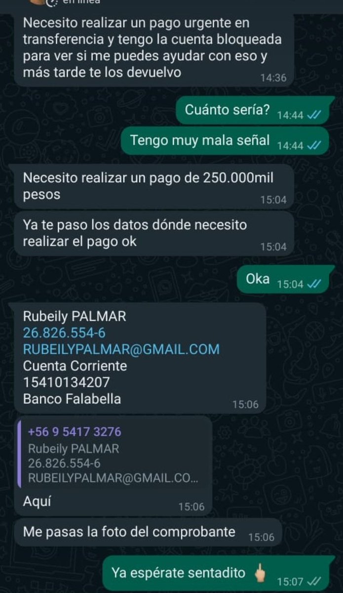 <a href="/ItaElizabeth/">Blanca Paloma</a> Es la misma que hackeó el wsp a mi vecina hace un tiempo e intentó cagar a mi hermana