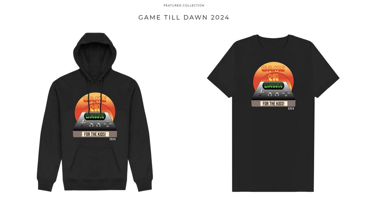 FudgeXL1's tweet photo. Myself and @JAYBAYBAY teamed up with our good friends over at @droppeddotgg to create the official Game Till Dawn 2024 Merch!! All Proceeds from every single shirt purchased goes directly to @StJude &amp; @StJudePLAYLIVE !! Go pick up yours today at https://t.co/mKts8YsjyZ https://t.co/dj90ZCZOsB