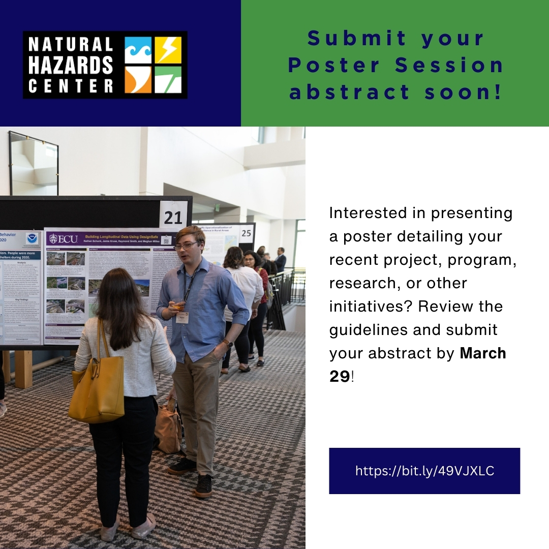 Good news! We've extended the deadline to submit poster abstracts to March 29. Spaces are limited though. Please submit soon! bit.ly/49VJXLC #HazWS #HazWS2024