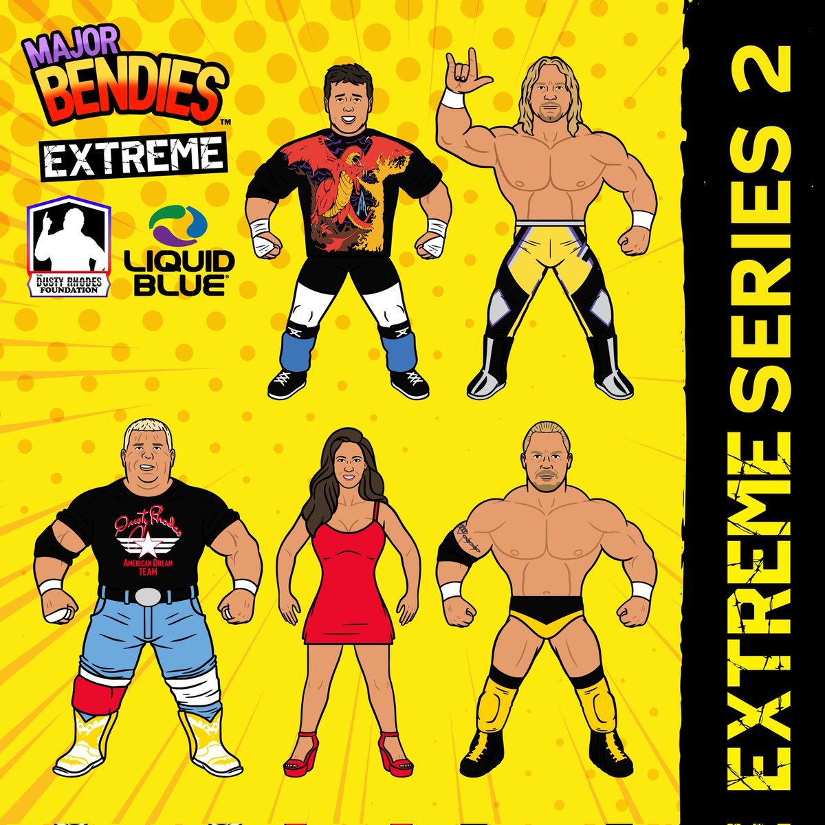 I don't say this lightly... But out of the 130+ Bendies I've designed to date, these are some of my absolute faves! Available to order throughout March and then that's it. 😁🤘🏻 #toydesign #wrestling #ecw #majorbendies #ttdwrestling #liquidblue #dustyrhodesfoundation