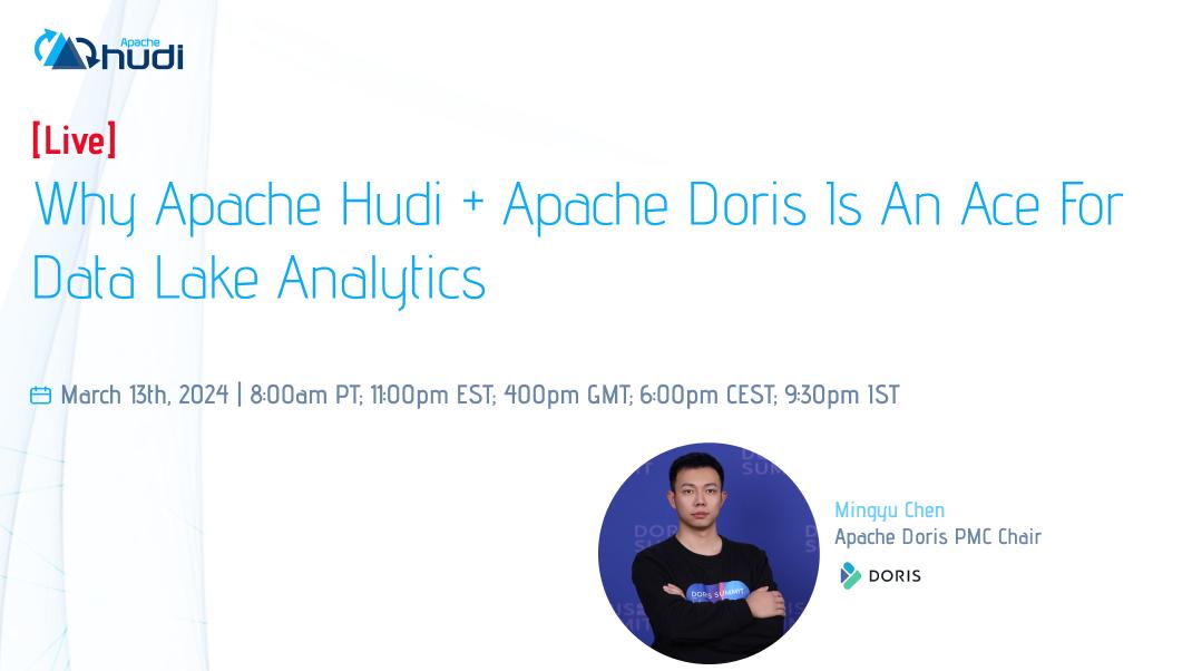 Join us tomorrow to learn more about @doris_apache & Apache Hudi's integration!

🗓️ 13th March 2024 | 8 AM PT | 11 AM ET