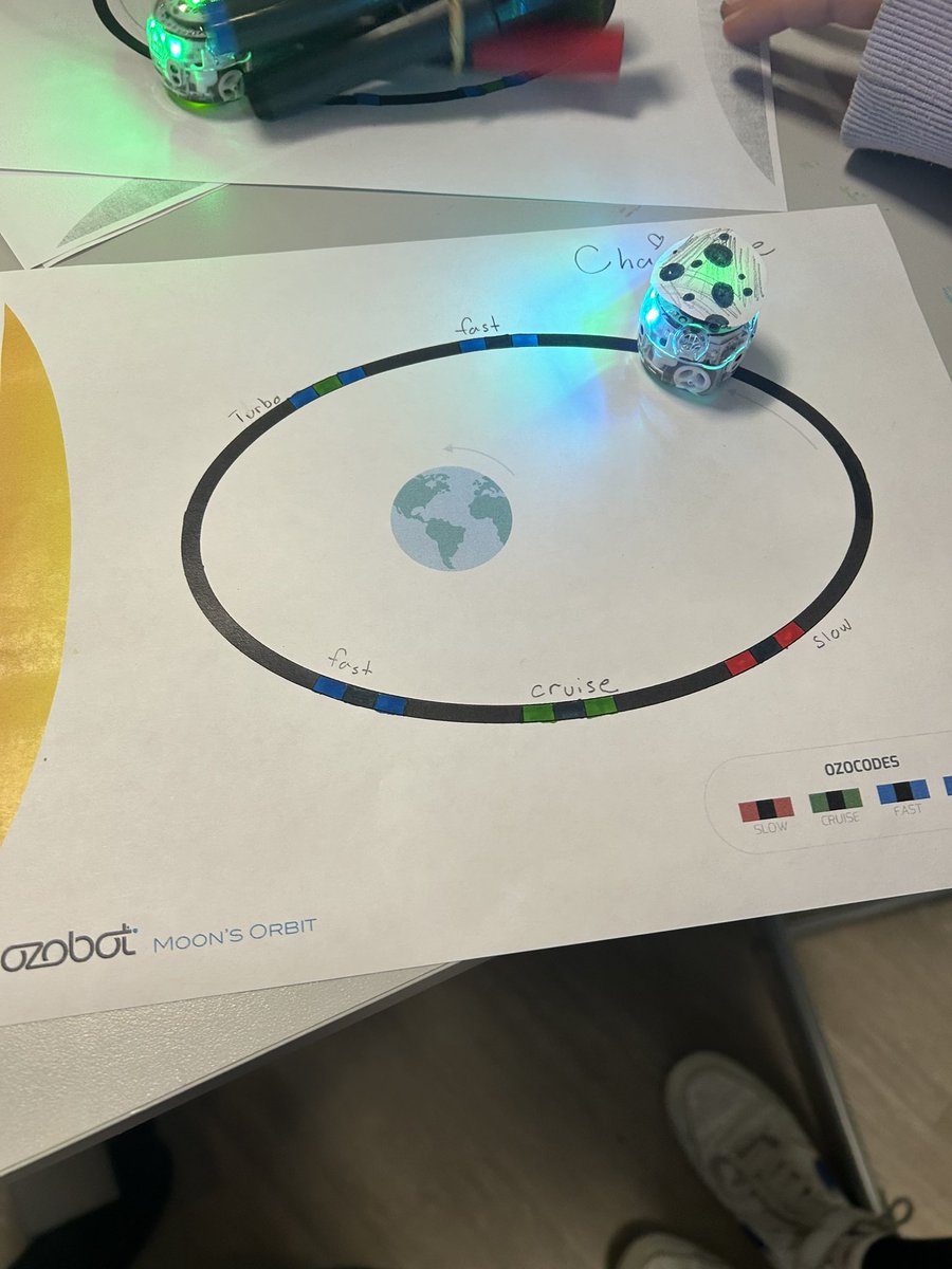 The 5th graders @greensview_elem have been studying space. I helped them virtually explore the solar system with @MergeVR and code an @Ozobot to orbit Earth 🌍 like the Moon 🌖 @UACoachClark @ChristyKish2323