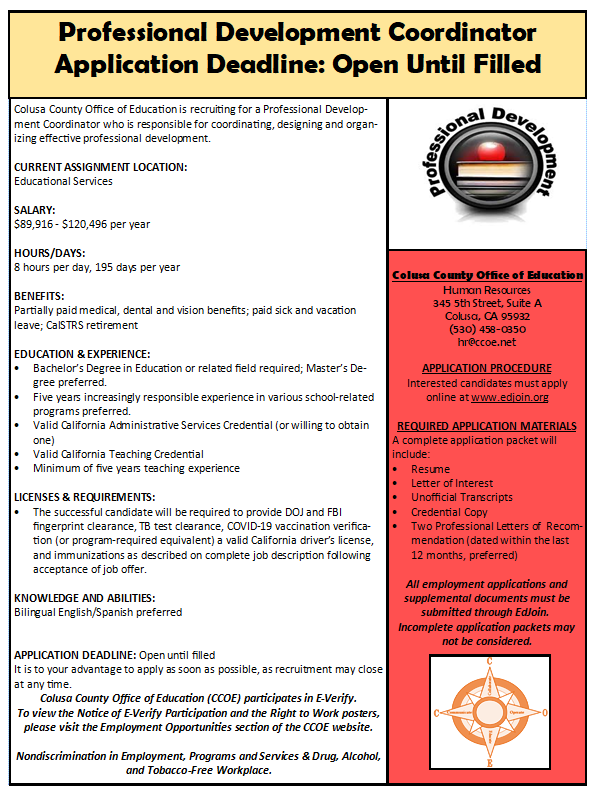 ColusaCOE's tweet photo. Employment Opportunity
https://t.co/XI5AohIoa7 https://t.co/8KhUgYyz9r