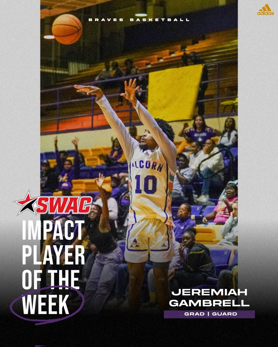 Congratulations to Jeremiah Gambrell on being named <a href="/theswac/">Southwestern Athletic Conference</a> Men’s Basketball Impact Player of the Week!!

#FearTheBrave #SWACMBB