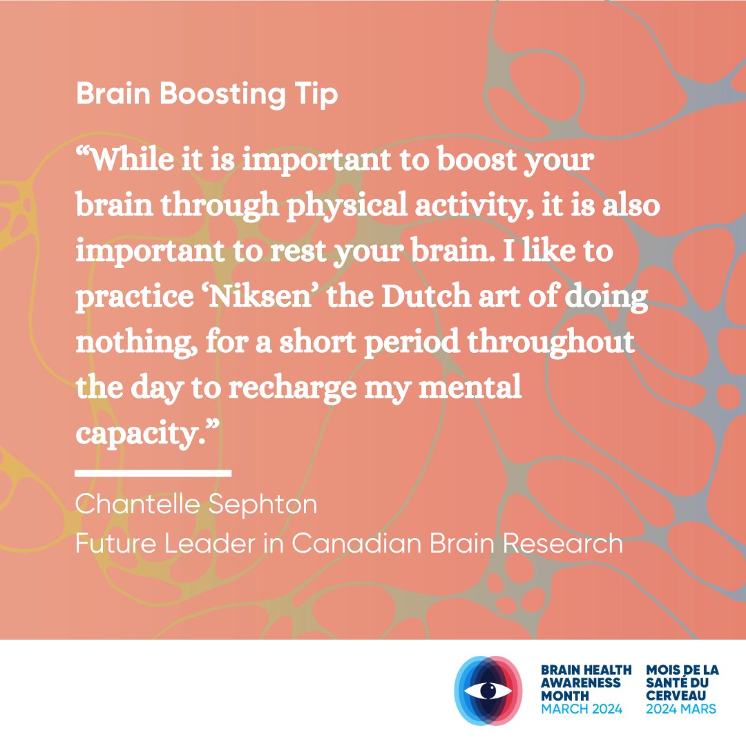 Happy #BrainAwarenessWeek! Here is a #brainboostingtip from brilliant <a href="/azrielifdn/">Azrieli Foundation</a> Future Leader <a href="/ChantelleSepht1/">Chantelle Sephton</a>.  In case you missed our post earlier, you can read all about the impact of Dr. Sephton’s research on #ALS here ➡️ braincanada.ca/ketogenic-diet…