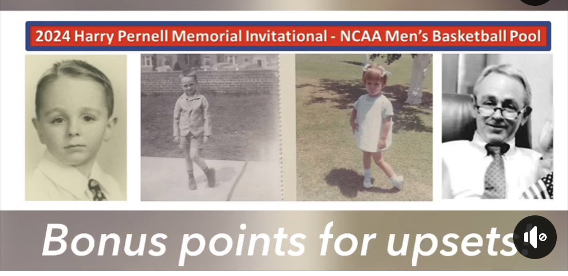 🏀🏆 RunYourPool.com, Pool ID#440936 or runyourpool.com/p/j/3109d104cd… for details. In honor of my Dad, Harry Clark Pernell, who crafted the idea >30 yrs ago. Bonus pts 4 underdog victories! HPMI pool is all about strategy, a little luck, thrill of upsets! @MarchMadnessMBB