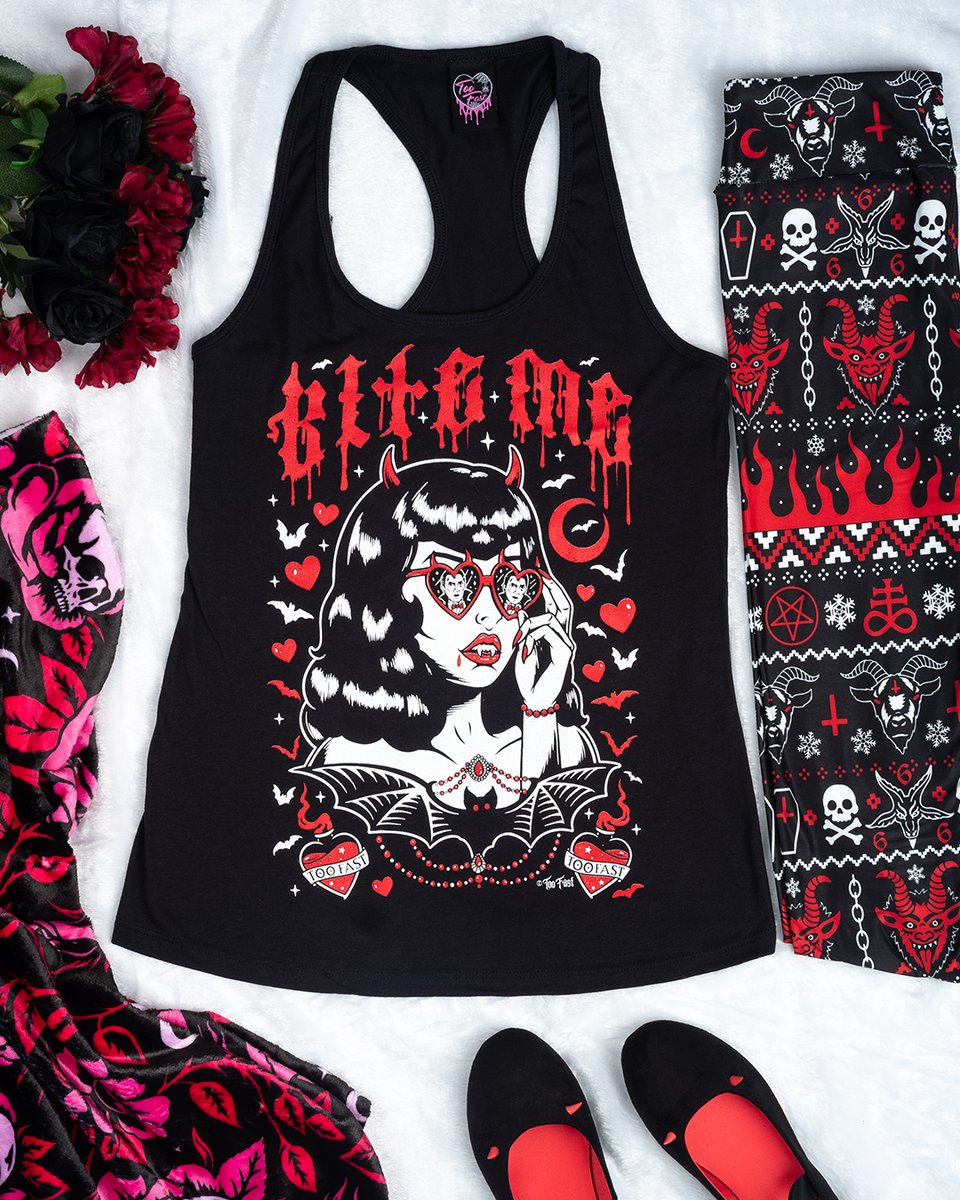 toofastclothing's tweet photo. Bite Me 🩸❤️‍🔥

Our Vampira Bite Me Racerback Tank Top Is on Sale Right Now for $15, Get Your Spring Deals Now with Too Fast 🎀✨

https://t.co/RLud0dWbdF

#Vampira #SpringGoth #Goth #Alt #TooFastClothing https://t.co/Qt2NOyXYYw