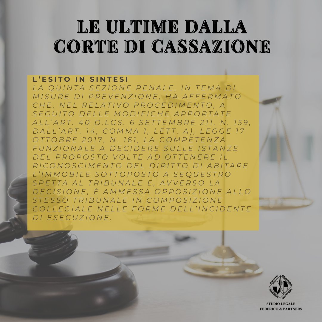 Ordinanza Numero: 10105, deposito del 08 marzo 2024

cortedicassazione.it/it/penale_dett…

#sentenza #prevenzione #antimafia #cortedicassazione #avvocato #diritto #giurisprudenza #lawyer #legge #law #studiolegale #tribunale #dirittopenale #roma #consulenzalegale #avvocatopenalista