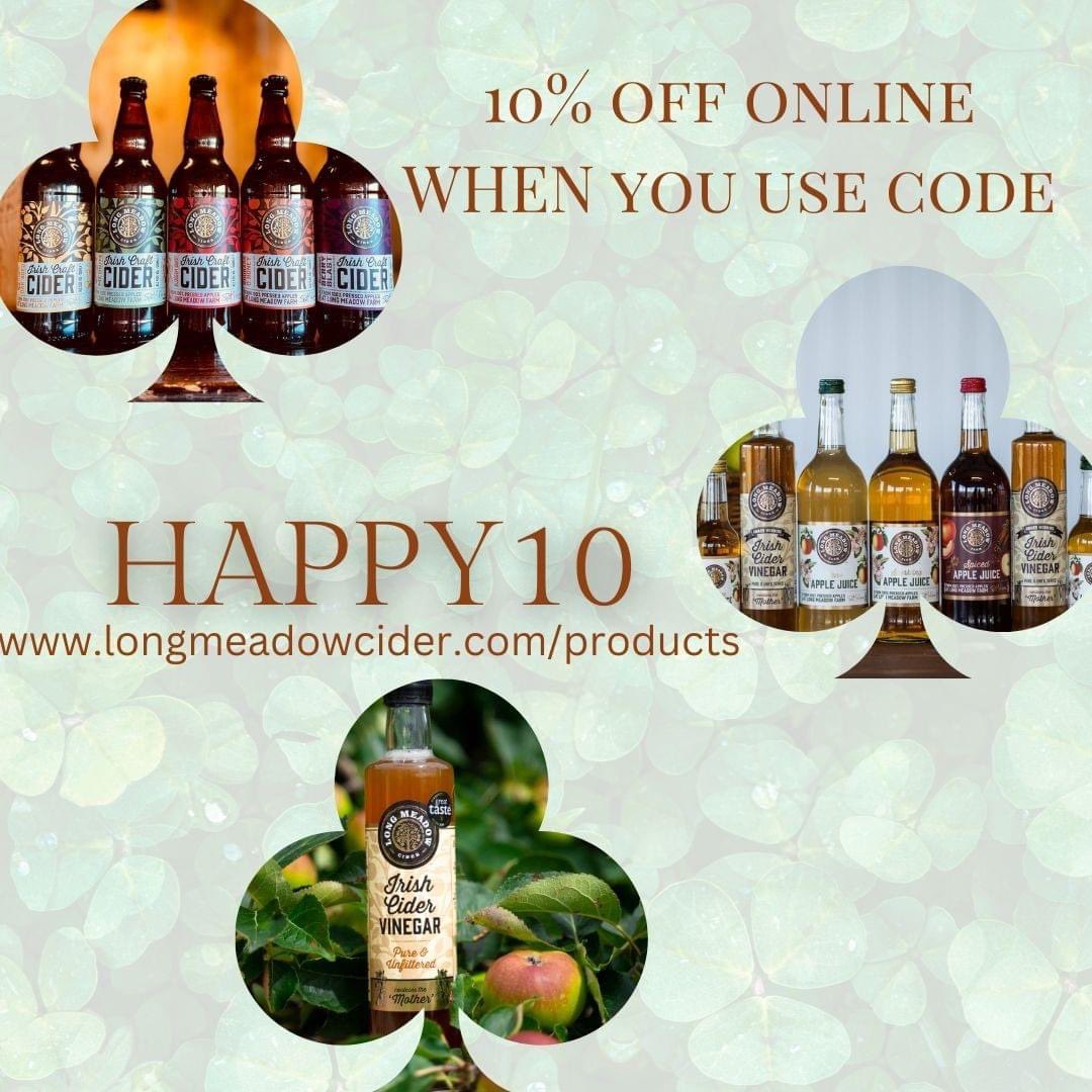 🍀✨SPECIAL OFFER✨🍀 Why not order yourself a wee treat for St. Patrick's day?? Get 10% off any product until 30th March with discount code HAPPY10 used at checkout longmeadowcider.com/products/ #supportlocal #FamilyBusiness