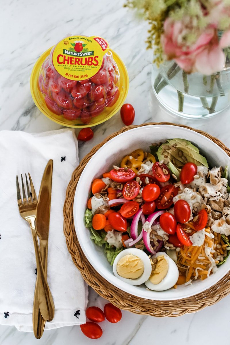 Spring into the season with fresh flavors in your salads like NatureSweet Cherubs! Colorful and bursting with flavor, just what you need as the weather gets warmer. 🍅☀️ 📸 - Allison Chester #naturesweet #tomatoes #grapetomatoes #raisedright #saladinspo #healthysnacking