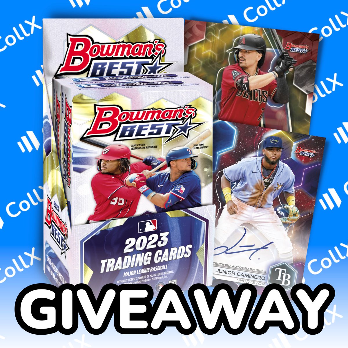 CollX_App's tweet image. GIVEAWAY! Win (1) mini-box of 2023 Bowman Best Baseball. 

Step 1: Must follow @CollX_App 
Step 2: Like👍 + Repost + Tag 1 Person!  

Will pick a winner on Saturday, March 16th! (1) winner will break open the box with us on IG live. Good luck!