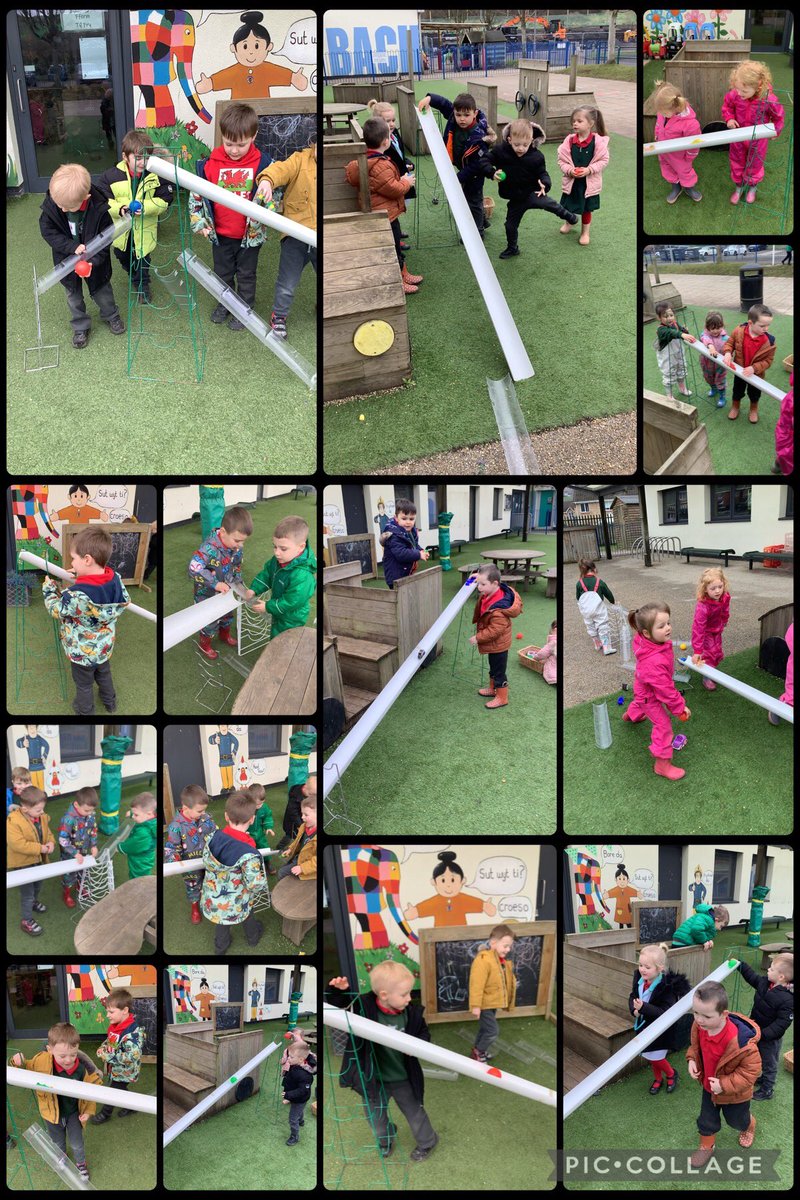 Fferm Tŷ Fry yn cydweithio i greu serth ar gyfer symud y ceir a’r peli bach - we worked together today to build ramps for our cars and balls - some ramps made the cars move faster than others 😊🚗 we had lots of fun 🤩 <a href="/EAS_STEM/">EAS STEM</a>