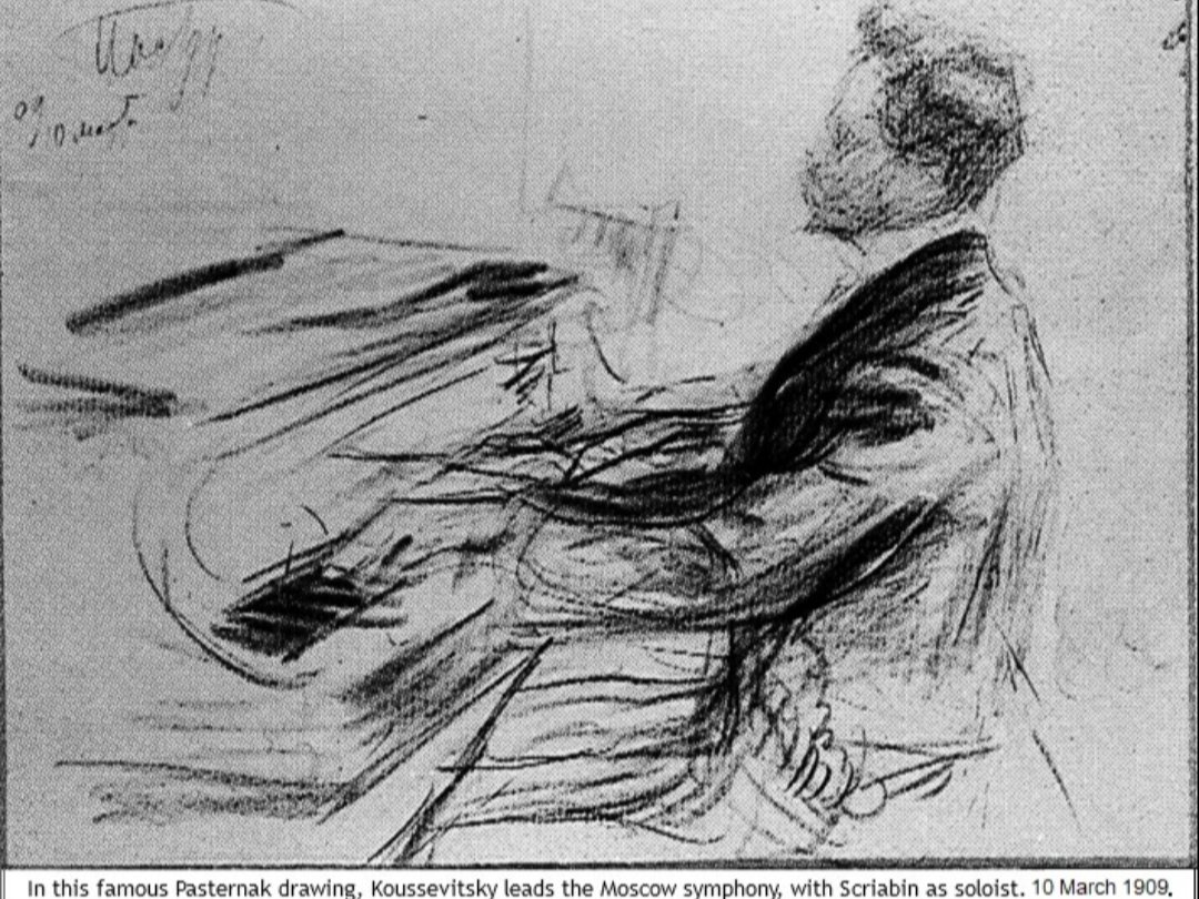 Croquis de Scriabine par Leonid Pasternak, 10 mars 1909.