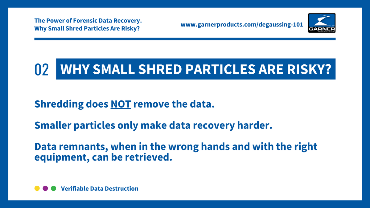 🔒 Don't let tiny shred particles fool you! #Shredding does NOT remove the #data. Even the smallest remnants of shredded hard drives can still contain sensitive data 🛡️ Read "Why Small Shred Particles Are Risky?" garnerproducts.com/degaussing-101…
#Degaussing