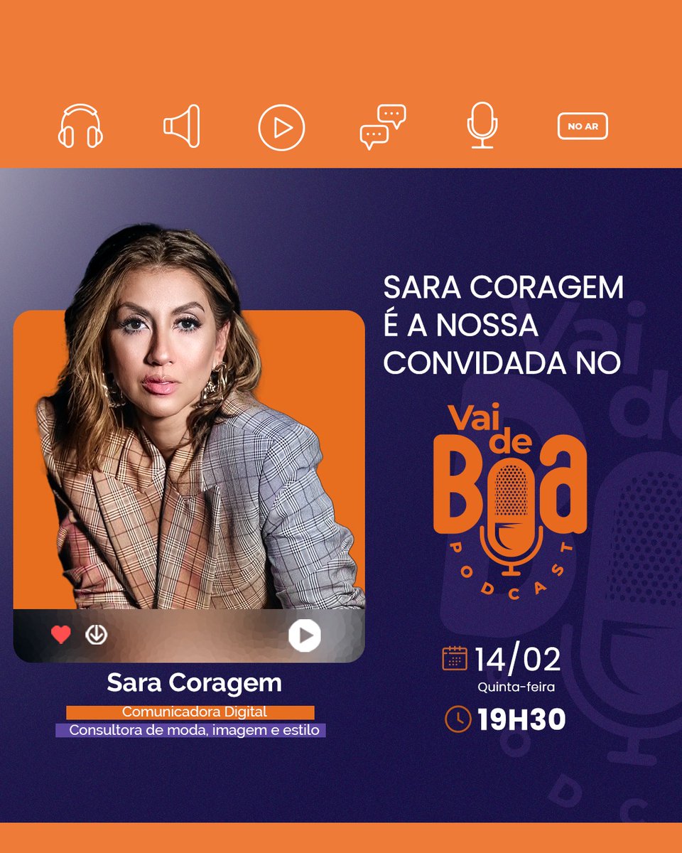 renatoklein's tweet photo. No Vai de Boa Podcast desta quinta-feira, vai rolar um papo sobre moda, tendências e styling com a influenciadora digital Sara Coragem.

Não perca! Nesta quinta-feira, às 19h30, no nosso canal do youtube do Vai de Boa Podcast. Com Marcel de Paula e Renato Klein. https://t.co/hMEtlLVHHl
