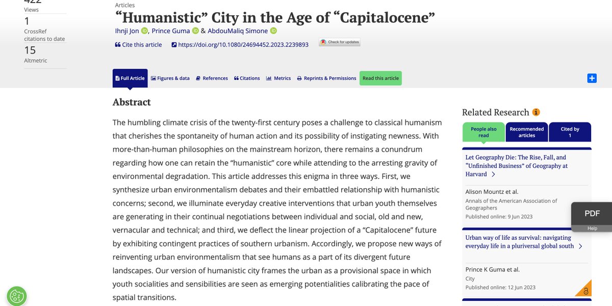 Jon, @princeguma, and @XazaarAdjame propose a reinvention of urban environmentalism that views humans as integral components of evolving urban landscapes in the face of the climate crisis. bit.ly/3wEv3KF