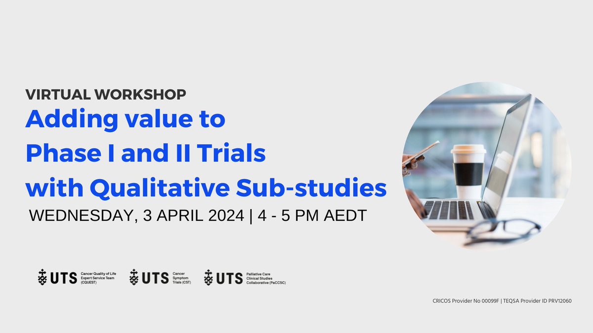 In collaboration with @UTS_CST and @pa_ccsc, CQUEST is excited to present this one-hour webinar. It will introduce the benefits of including a qualitative sub-study in early phase trials. Don't miss out, register today: bit.ly/3T7PNCe