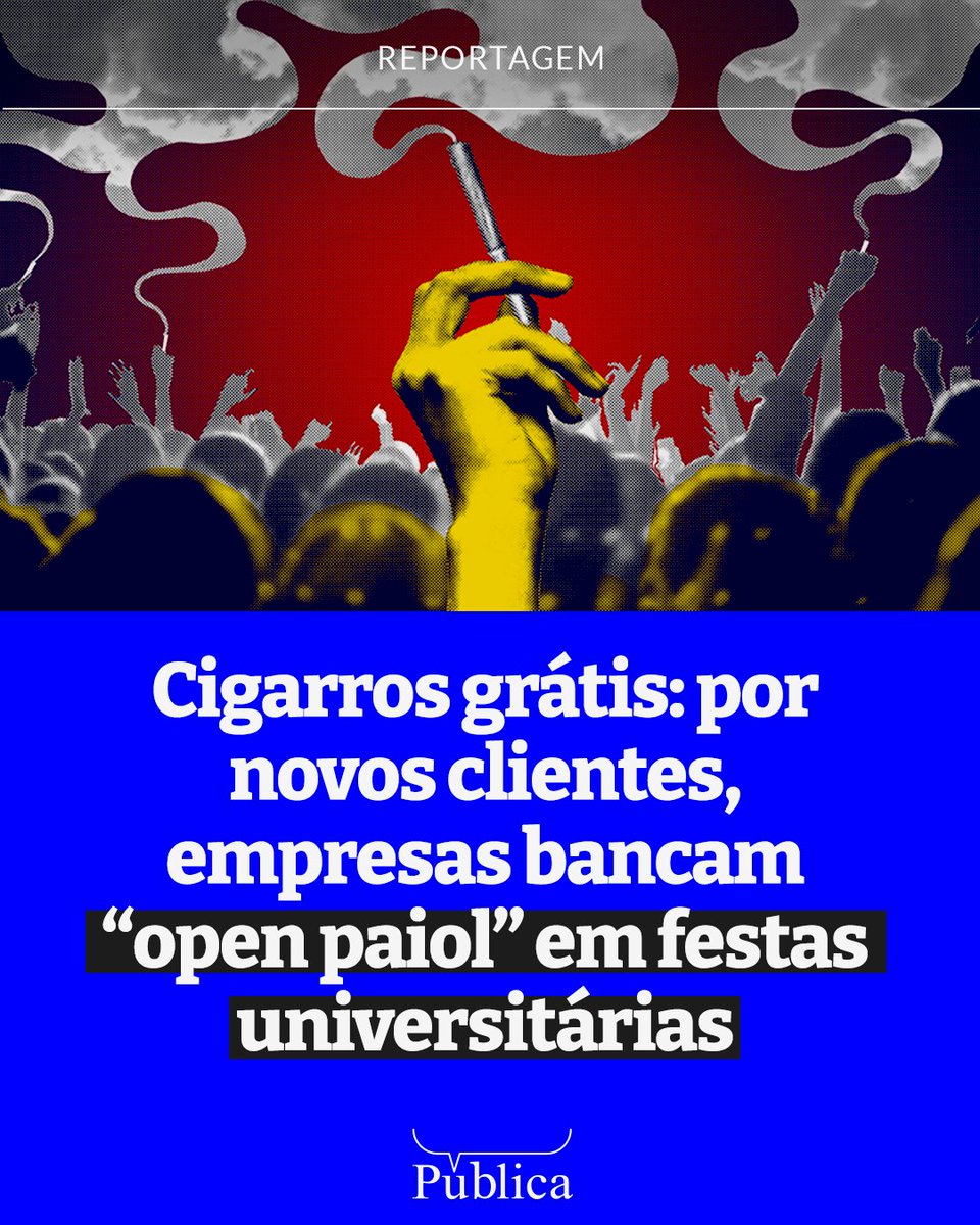 🚬 CIGARROS GRÁTIS: A distribuição gratuita de produtos de tabaco é proibida, mas apuração da  Pública revela que fabricantes de palheiros tiveram ações de “degustação” de cigarros de palha em cerca de 130 festas universitárias.
agen.pub/openpaioltg