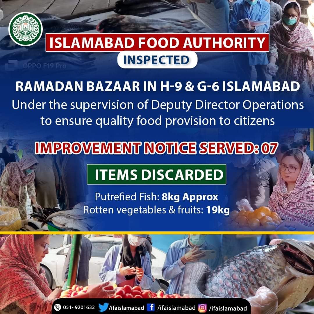 Islamabad Food Authority has become vigilantly active for checking food items quality and hygiene of premises during the month of Ramadan... @dcislamabad @rmwaq