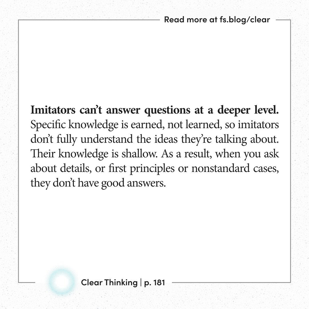 'Imitators can't answer questions at a deeper level.'