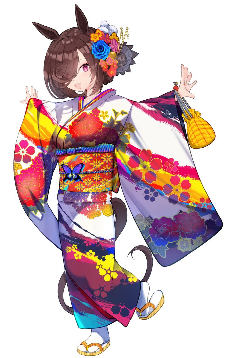 rice shower (umamusume) 1girl japanese clothes animal ears horse ears solo kimono horse girl  illustration images