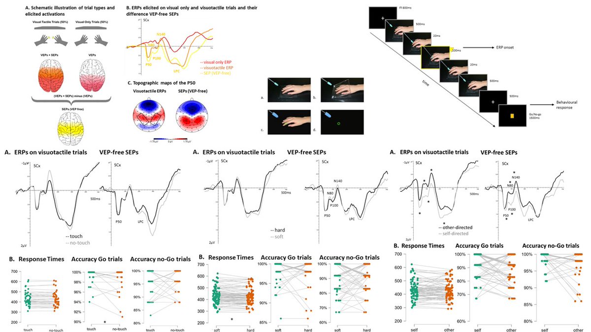 In your skin❓🫳🖌️🤓 Check our paper on how SEPs (VEP-free) clarify our understanding on vicarious touch: perceptual locus and post-perceptual quality! @tina_forster doi.org/10.1016/j.neur…