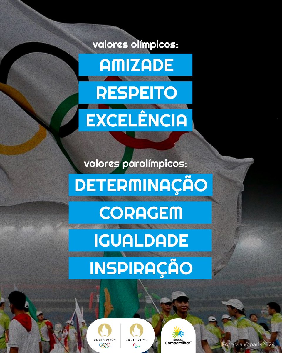 Compartilhar's tweet photo. Os Jogos Olímpicos são o maior evento esportivo global e fundamentam-se por valores que combinam esporte, educação e cultura. Arraste para o lado e conheça quais são esses valores importantes para o desenvolvimento das nações! 🤝 https://t.co/RFGvh8rS1E
