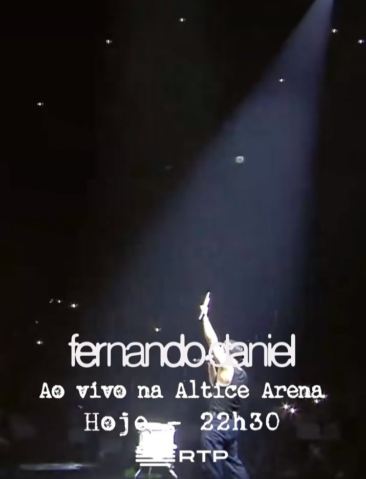 FDSITE_'s tweet photo. Daqui a pouco o concerto do @oFernandoDaniel, no Altice Arena em 2023, vai ser transmitido na @rtppt!! https://t.co/kgUBr2UfYN