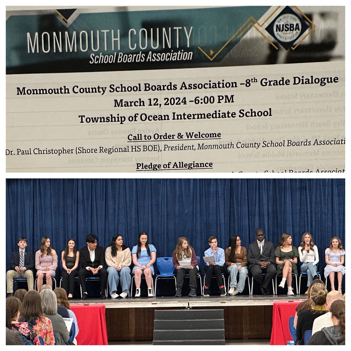 Congratulations to our stellar 8th grade representatives participating in the NJSBA Monmouth County 8th Grade Dialogue! Thank you for proudly representing @MTPS_pride !