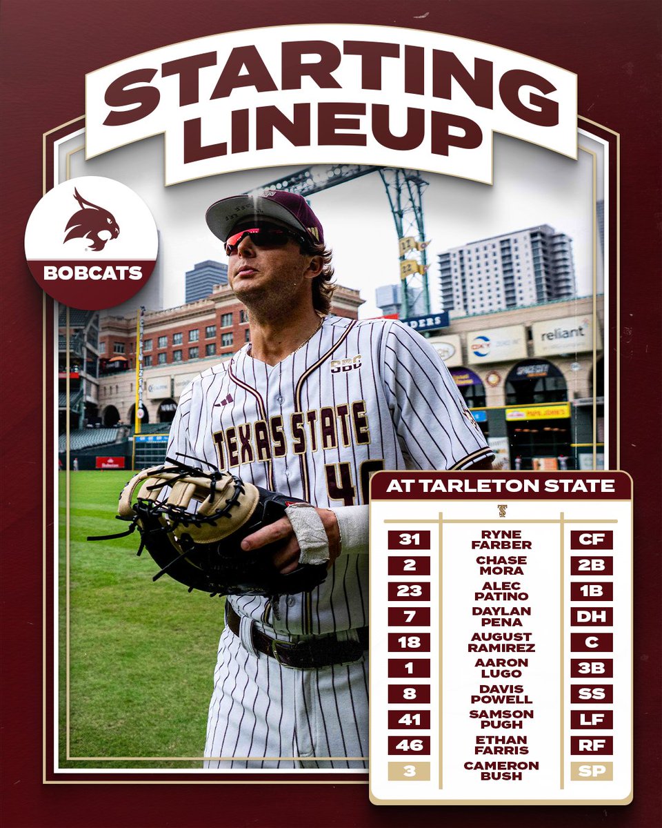 Tonight's lineup featuring a freshmen outfield #EatEmUp #SlamMarcos