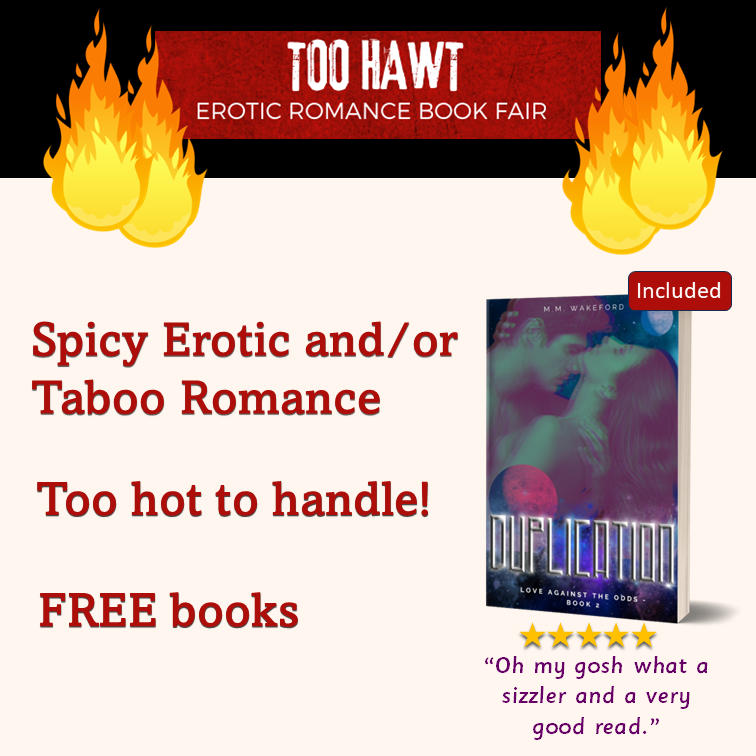 Download 𝐃𝐮𝐩𝐥𝐢𝐜𝐚𝐭𝐢𝐨𝐧 for FREE, a sizzling sci-fi romance like you've never read before.

Check it out in the 𝐄𝐫𝐨𝐭𝐢𝐜 𝐑𝐨𝐦𝐚𝐧𝐜𝐞 𝐁𝐨𝐨𝐤 𝐅𝐚𝐢𝐫, a promo of FREE spicy, erotic and/or taboo romances.

books.bookfunnel.com/bfhostsleromar…

#freeromancebooks #eroticromance