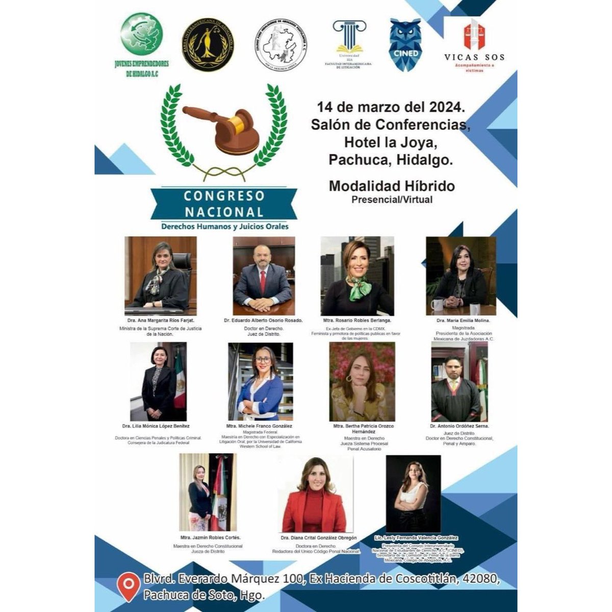 Les invito a participar de manera presencial o virtual en el Congreso Nacional de Derechos Humanos y Juicios Orales 2024. Habrá grandes ponentes. Para más información al siguiente contacto: 7711297933
¡Ahí nos vemos!