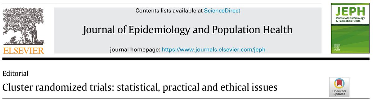 Check out this newly published special issue focused on cluster randomised trials. It covers everything from ethics, design, analysis and practical implementation issues. All open access 🌟 sciencedirect.com/journal/journa… #clinicaltrials #clustertrials