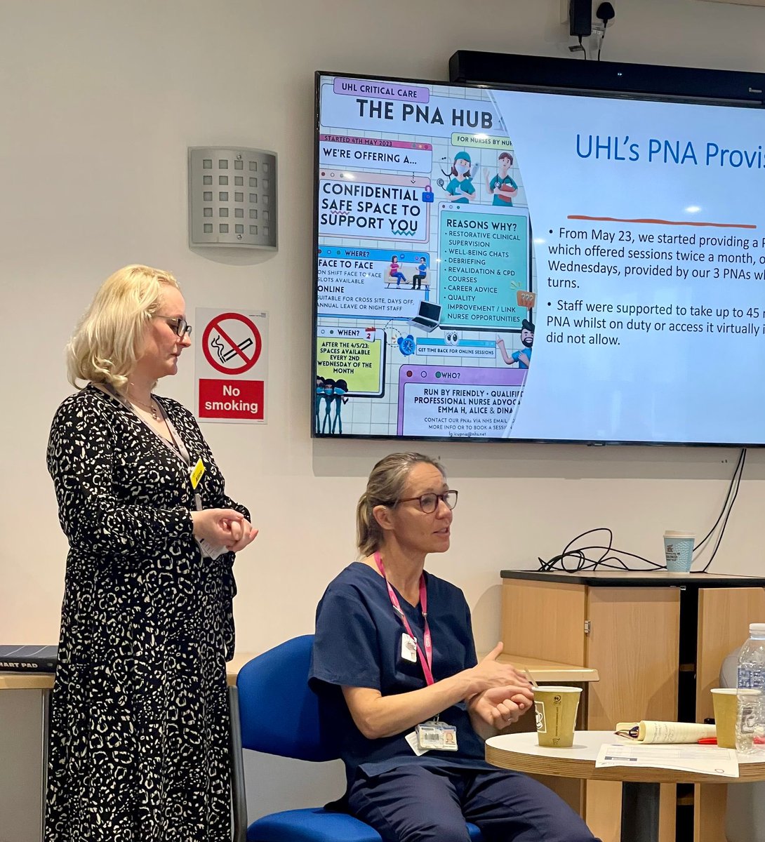 Our #PNAs in the ITU showcasing their brilliant initiative “The PNA Hub” - operating once every fortnight. PNAs supported with protected time to facilitate this. Benefits for the unit- a workforce that feels listened to 👏 @MillsBranita @louise_crosby 4/8 #Retention @NursingEmma