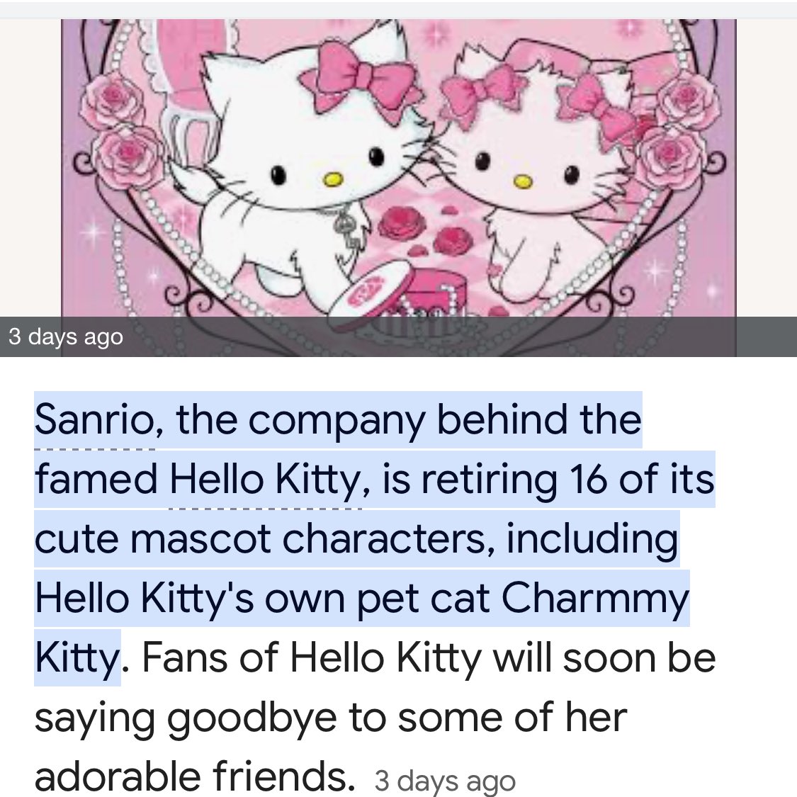 parfaitpout's tweet photo. there is no bigger pain to a girl than her favorite sanrio character getting discontinued.  im in mourning excuse me https://t.co/wM32WTws8D
