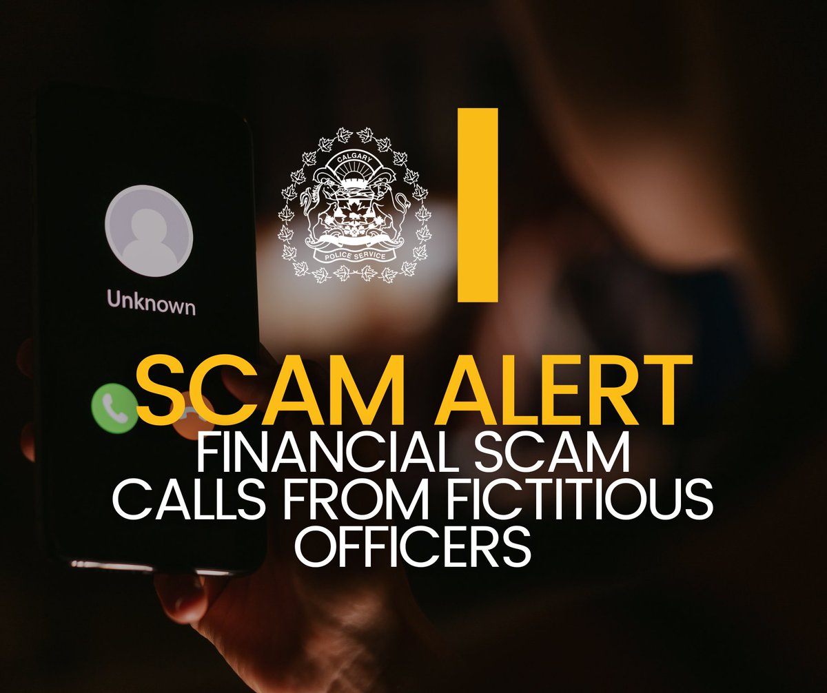 CalgaryPolice's tweet photo. ⚠️ SCAM ALERT⚠️

We are warning Calgarians of a financial scam that was recently reported involving individuals who claimed to be police officers over the phone.

Earlier this month, a man attended a district office to report suspicious phone calls he received where the person on the other end was trying to extort money from him.

📍 In late-Feb. 2024, the victim answered the phone & the caller identified themselves as being from the CPS & was calling to let the victim know they had arrested someone for using the victim’s bank card at a local shopping centre.

The caller then told the victim the next step in the investigation was to contact Detective Mark Baldwin, with the CPS fraud unit, who is a fictitious officer.

The victim then contacted the fictitious officer over the phone & was told his tax-free savings account was vulnerable & he needed to wire transfer $135,000 to a ghost account to protect his money.

The victim was immediately suspicious & contacted his bank to report the incident & fortunately did not lose any money.

👉 The CPS will never call & ask citizens to provide financial information or transfer money.

ℹ Anyone who has suffered a financial loss or who has had their personal information compromised because of fraud can report it:
☎️ CPS: 403-266-1234
🛑 @stopcrimeyyc

🌐 https://t.co/6JI7PDv3T7
