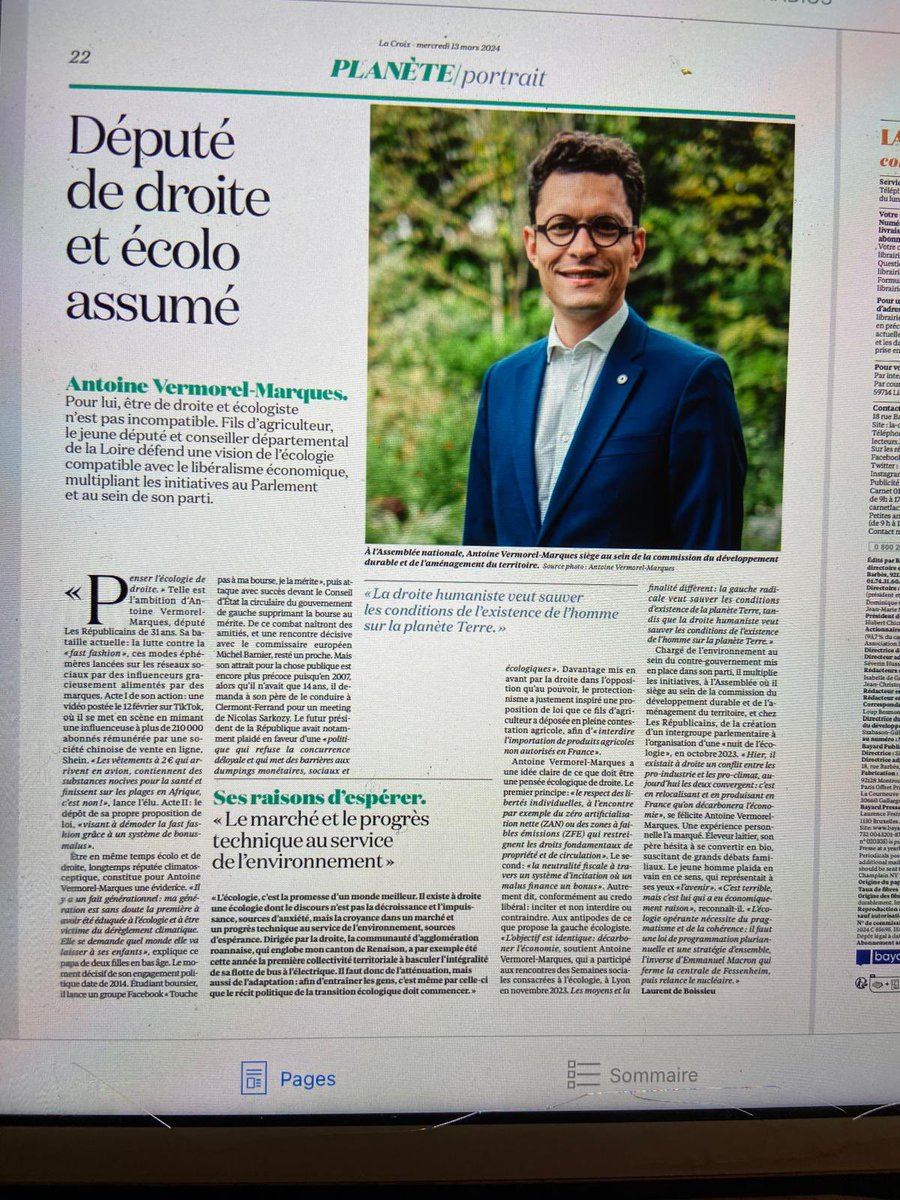 À lire demain dans @LaCroix, quelques raisons personnelles et sincères de mon engagement à droite et en faveur de l’environnement. @Republicains_An @lesRepublicains @MichelBarnier Par @ldeboissieu