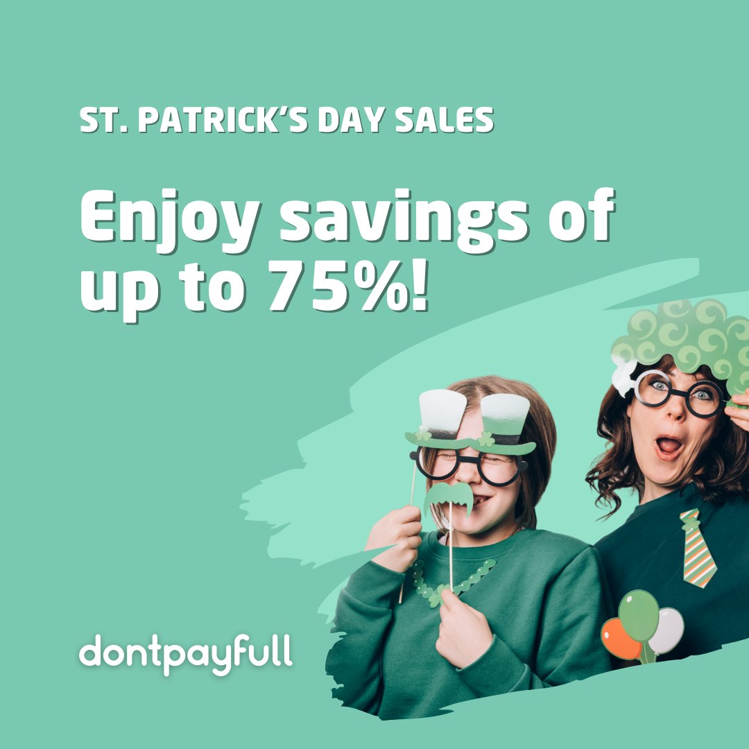 This St. Patrick's Day, may you find savings at the end of the rainbow! Many retailers offer green-themed deals 🌈🍀: dpf.to/st-patricks-da… #DontPayFull #Shopping #StPatricksDay #Deals #LuckoftheIrish #SaveMoney #Coupons #Offers #Sales