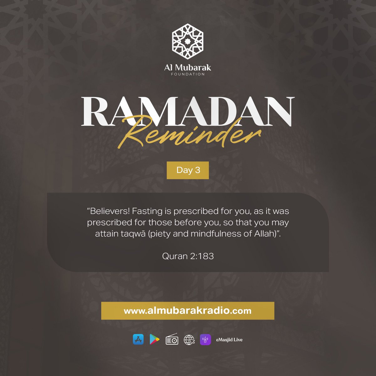 *Al Mubarak Ramdhan Radio*
<a href="/MrAlMubarak/">Al Mubarak Foundation</a> 
 
Iftaar Packs 
Feed a family for a whole month for 
£30.00

Donate Via - 
LaunchGood.com/almubarak2024r…
*almubarakradio.com*

Listen Live Via - 
Our Free Apps 
Download via iOS &amp; Android 
eMasjid Live
almubarakradio.com