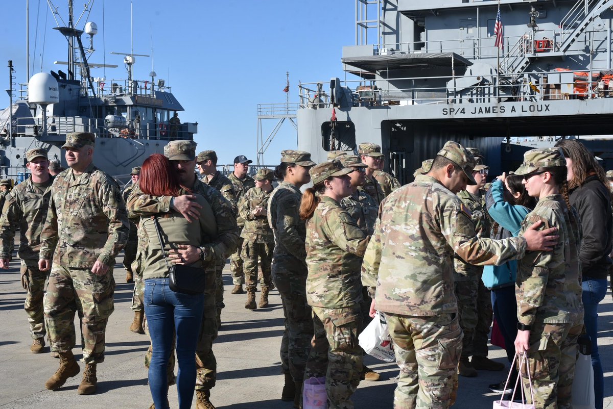 On March 12, 2024, U.S. Army Vessels (USAV SP4 James A. Loux (LSV-6), USAV Monterrey (LCU30), USAV Matamoros (LCU26), and USAV Wilson Warf (LCU11) from the 7th Transportation Brigade (Expeditionary), 3rd Expeditionary Sustainment Command, XVIII Airborne Corps, departed Joint Base