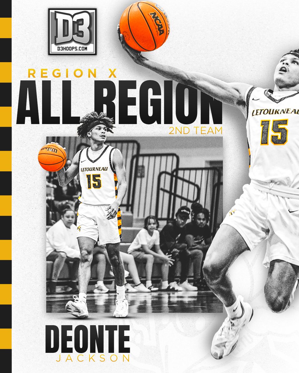 AWARD SEASON | ALL-REGION X

Congrats to Deonte Jackson for earning @d3hoops All-Region 2nd Team honors.

@DeontJackson20 finished the season averaging 22.2 ppg on 50% shooting from the floor. He also tallied 3.4 assists and 2.5 rebounds.

#d3hoops #LETUBrotherhood