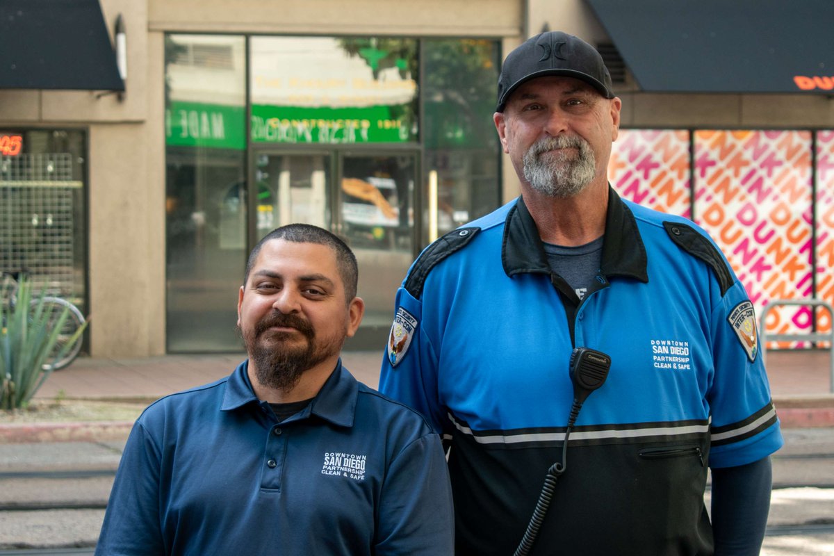 SDPartnership's tweet photo. Our Downtown ambassadors are always ready to assist. Recently, two of our ambassadors aided an elder with prompt medical care &amp; comfort after they’d fallen crossing the street. Just one instance of their commitment to Downtown's well-being. https://t.co/yjFbhDf9Cg