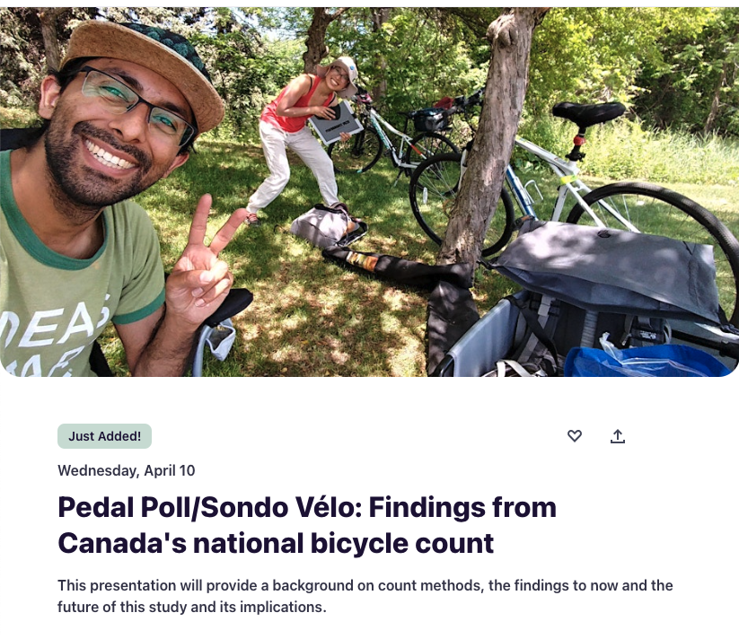 Vélo Canada Bikes (@canada_bikes) on Twitter photo We will be co-hosting a webinar with <a href="/CapaCITY_CITE/">CapaCITY-CapaCITÉ</a> on #PedalPollSondoVelo, its role in cycling advoacy, methods, findings and plans.
Register here:
eventbrite.ca/e/pedal-pollso…
Our Board Chair Kate Walker, Analyst <a href="/mbonsma/">Madeleine Bonsma-Fisher</a> and Executive Director <a href="/Samuel_Benoit/">Samuel Benoit</a> will be presenting. We will be co-hosting a webinar with <a href="/CapaCITY_CITE/">CapaCITY-CapaCITÉ</a> on #PedalPollSondoVelo, its role in cycling advoacy, methods, findings and plans.
Register here:
eventbrite.ca/e/pedal-pollso…
Our Board Chair Kate Walker, Analyst <a href="/mbonsma/">Madeleine Bonsma-Fisher</a> and Executive Director <a href="/Samuel_Benoit/">Samuel Benoit</a> will be presenting.